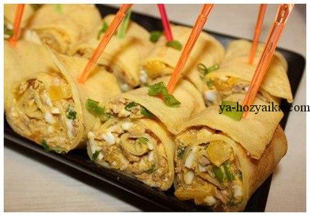 блинчики фаршированные печенью трески