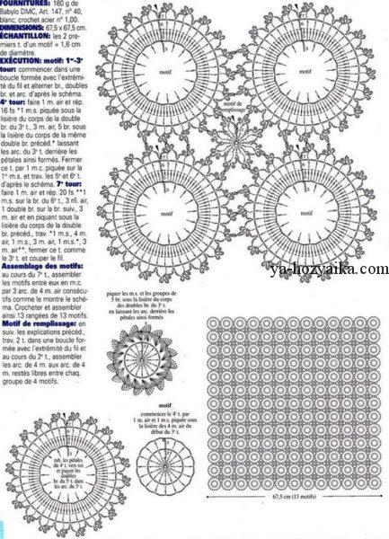 Скатерть из мотивов крючком на круглый стол схемы