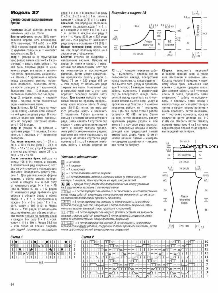 Вязаные брюки спицами. Женские штаны спицами с описанием