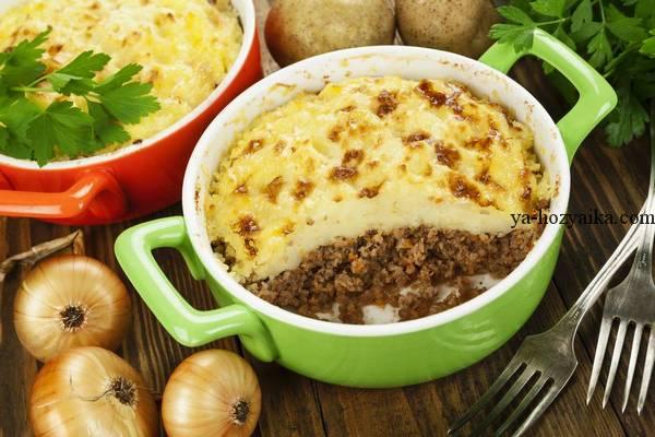 Запеканка из говядины под картофельной шапкой
