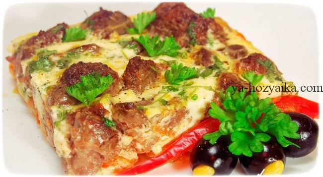 Куриная печень в омлете