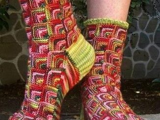 носки, описание, спицами, пэчворк
