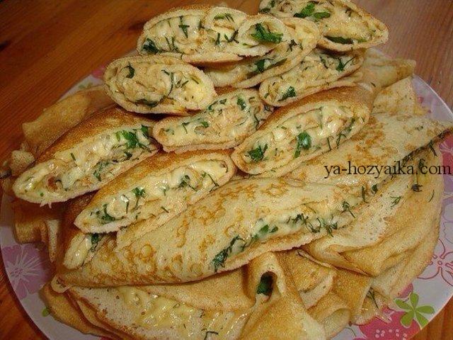 блинчики с сыром и зеленью