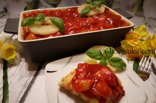 Запеченная рыба с ананасами