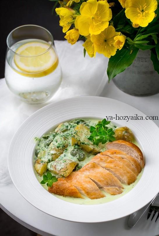 курица с фасолью и овощами в духовке