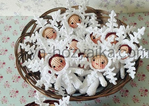 Вязаные куколки-снежинки Куколка-снежинка Ребекка
